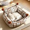 Pet Sofa Bed, Fluffy Cat Couch for Indoor Cats, Warm Cozy Dog Couch Bed with Removable Washable Cover,Cuddler Nest