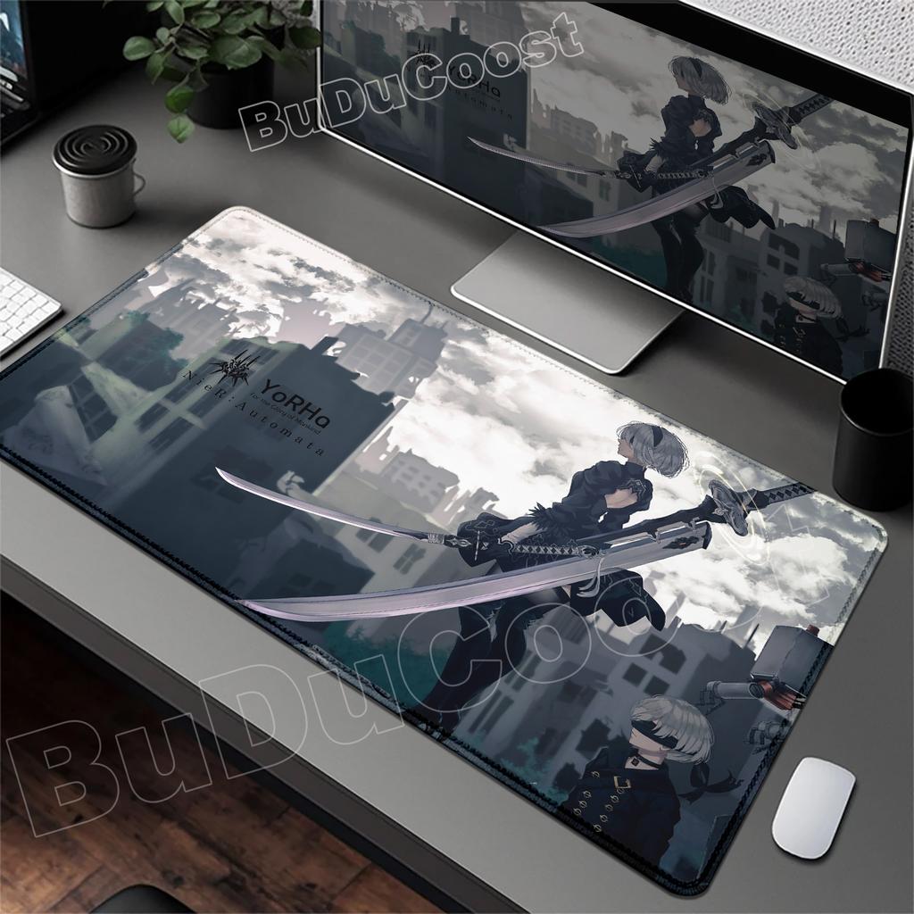 E-sports Pretty NieR:Alfombrilla de ratón Automata 2B Alfombrilla de goma grande para mesa Alfombrilla de ratón para juegos de PC Alfombrilla para escritorio de portátil Alfombrilla antideslizante para teclado de ordenador