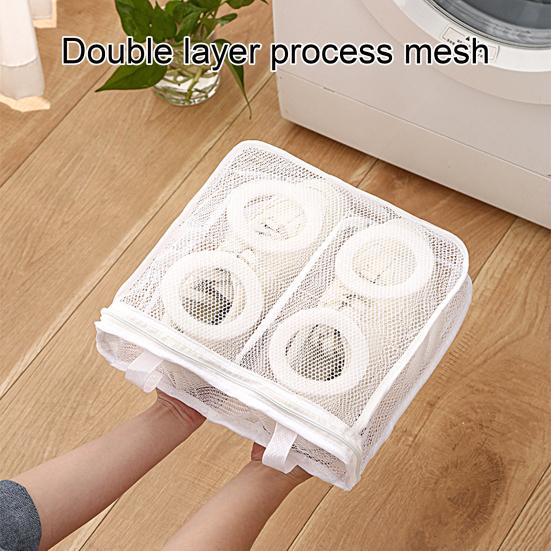 

Сумка для чистки обуви, двухслойная, с двойным ремешком, 2-в-1, бытовая сетка, сумка для стирки белья, товары для дома