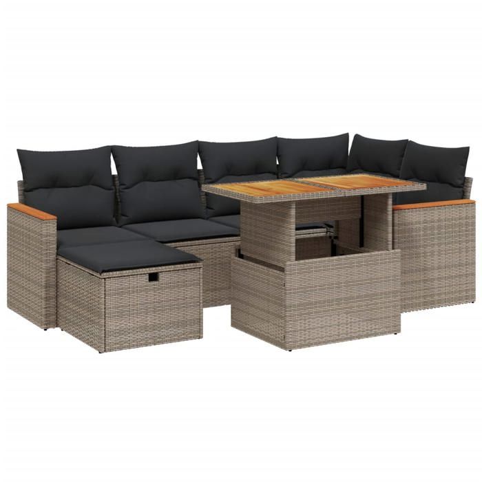 VidaXL Garden Lounge Set with Cushions 7 Pcs, Patio Sofas, Patio Furniture Set, Outdoor Furniture, Grey 3276042