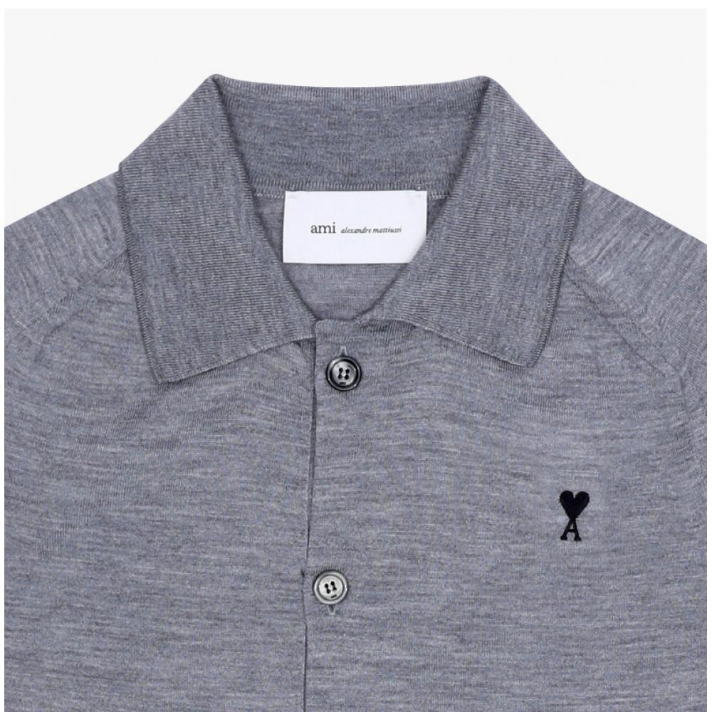 Ami Men S De Queh Small Heart Logo Polo Cardigan 0504