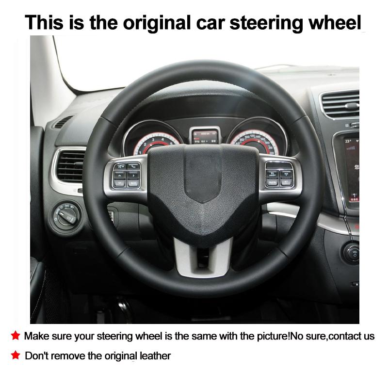 Cusut manual capac volan auto pentru Dodge Charger Challenger 2011 - 2014 Volant Braid pe volan 2012 2013