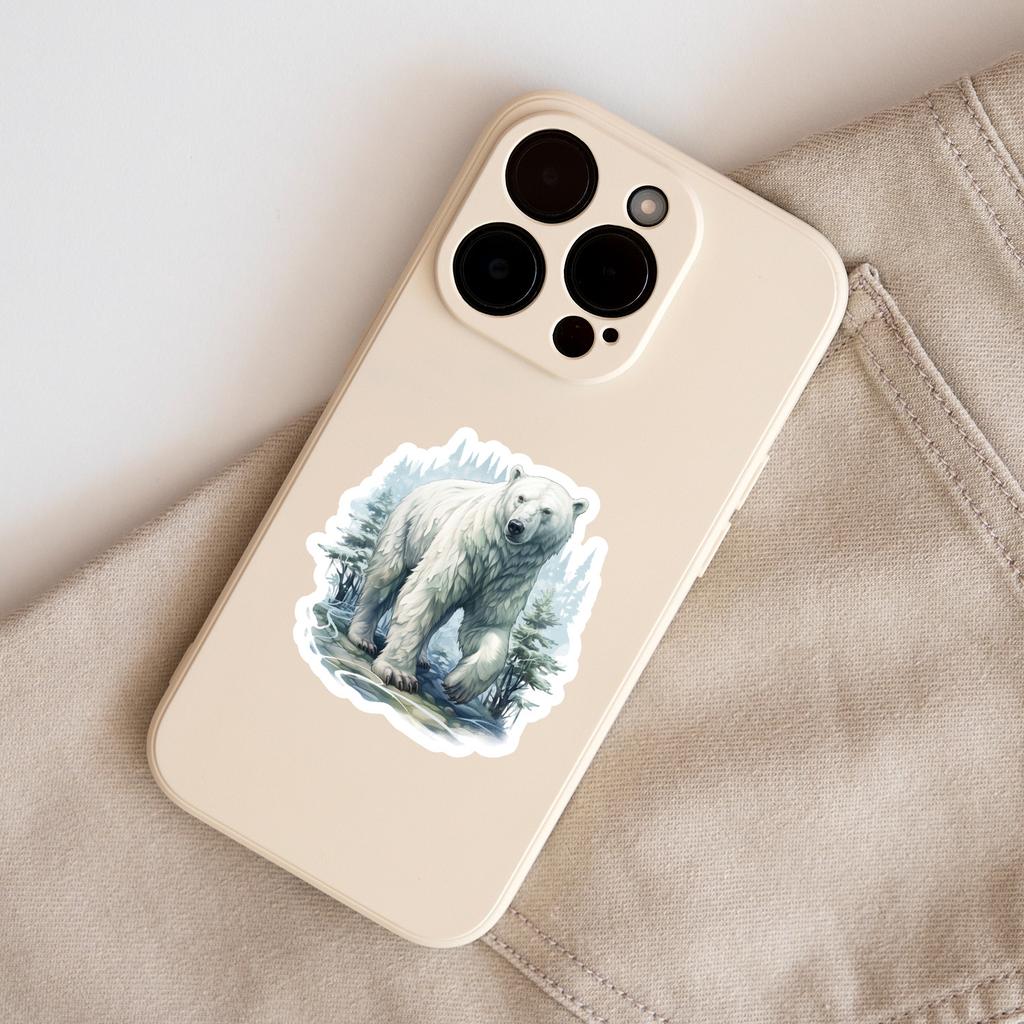 50 Cute Wind Polar Bear Graffiti Stickers Creative Animal Stickers Water Cup Computer Waterproof Decorative Stickers