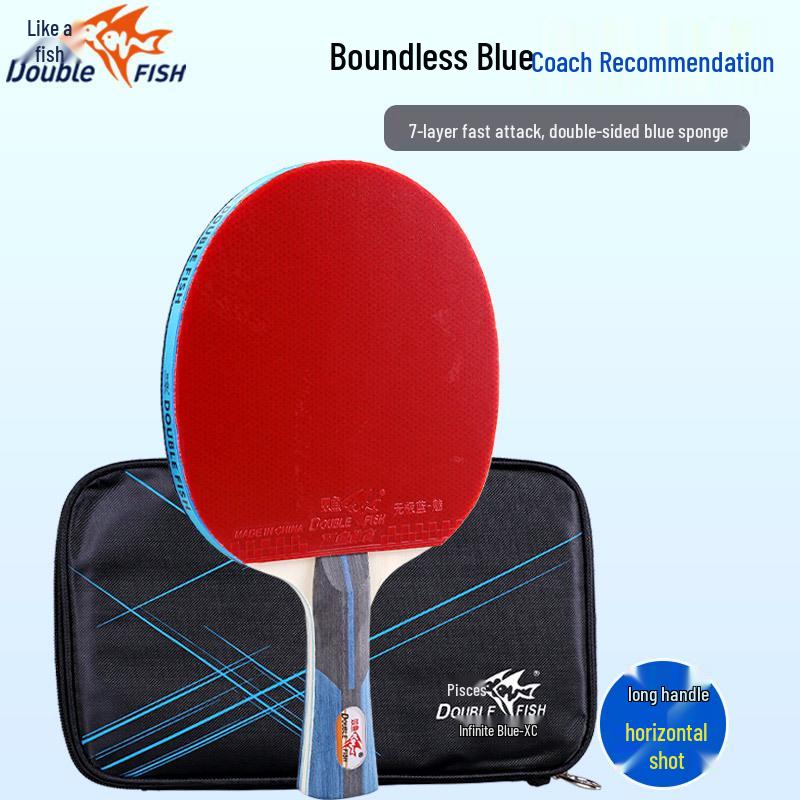 Double Fish Wuji Blue Children s Beginner Table Tennis Racket with Blue Sponge