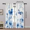2Pcs, Creative Curtains 2D Print Violet Butterfly Print Versatile 100% Polyester (Without Rod) Thermal Insulation, And Room