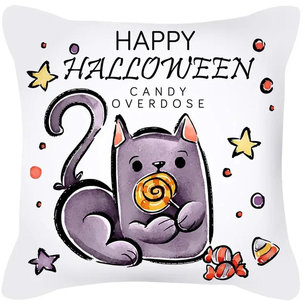 Halloween Decoration Cushion Pumpkin Cat Ghost Pillow Sleeve Is Suitable for Home Living Room Sofa Room Decoration