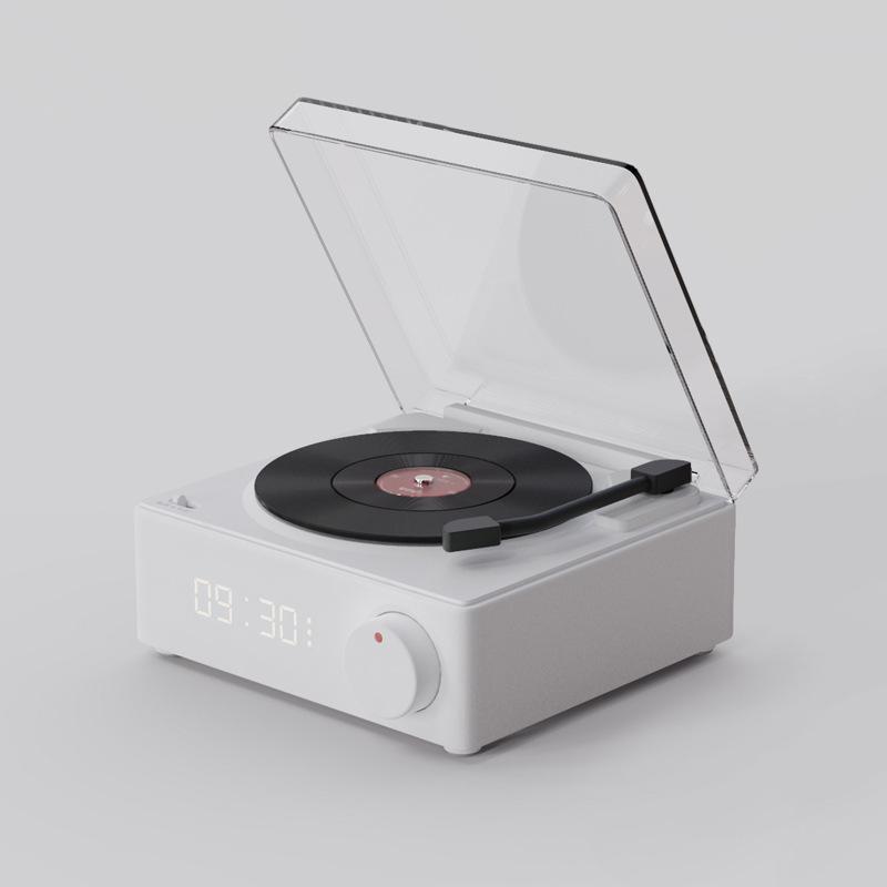 Nowy retro winylowy bezprzewodowy głośnik Bluetooth budzik mały gramofon przenośny wysokiej jakości dźwięk domowy inteligentny stereo