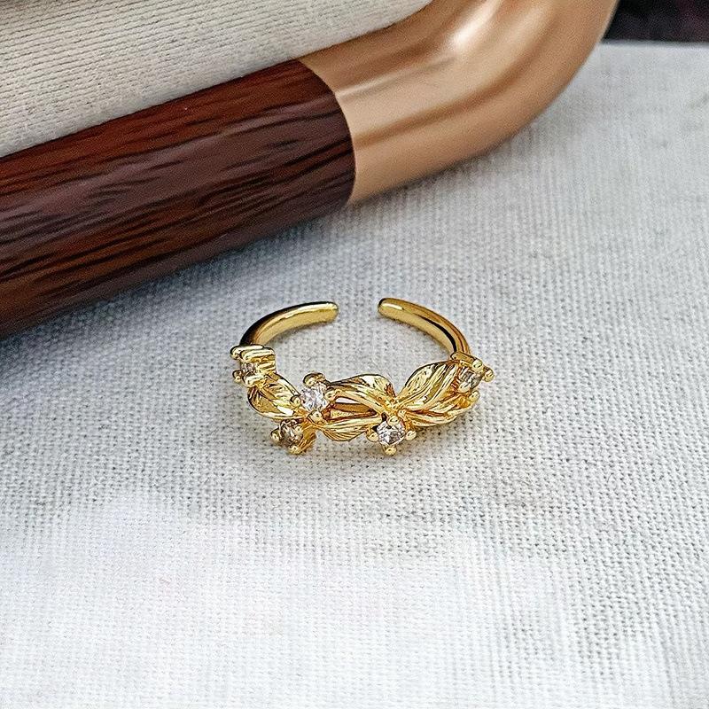 Retro Niche Design Simple Zircon Diamond Opening Ring Light Luxury Diamond Temperament High-End Ring