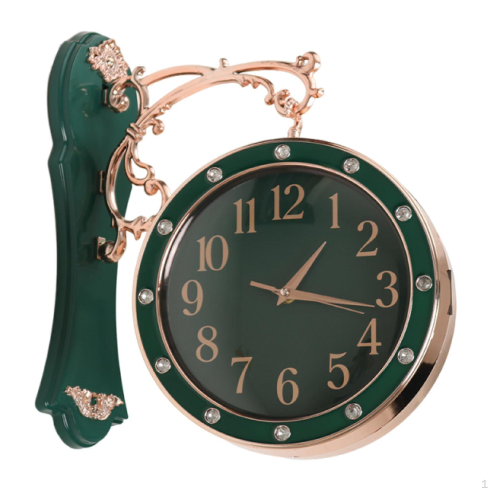 

Двусторонние настенные часы Домашний декор Подарок Часы Подвесные для станции Гостиная Вечеринка Патио зелёный