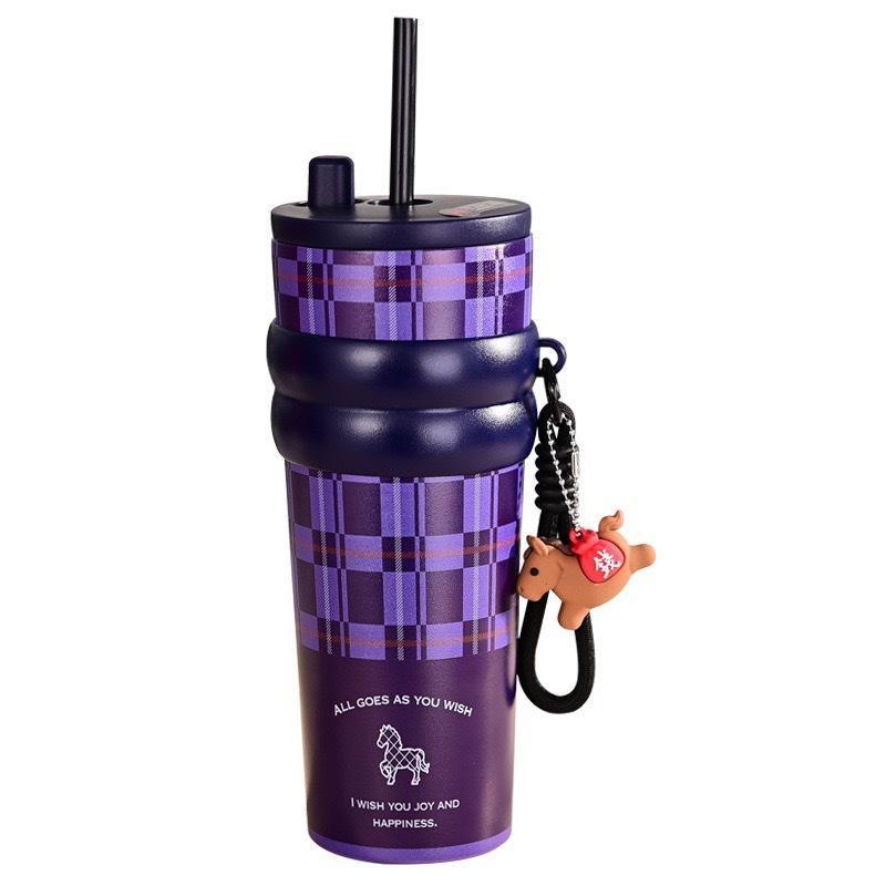 Water bottle New Year of the Horse limited thermos cup 111 water cup Advanced large-capacity straw Bingba cup