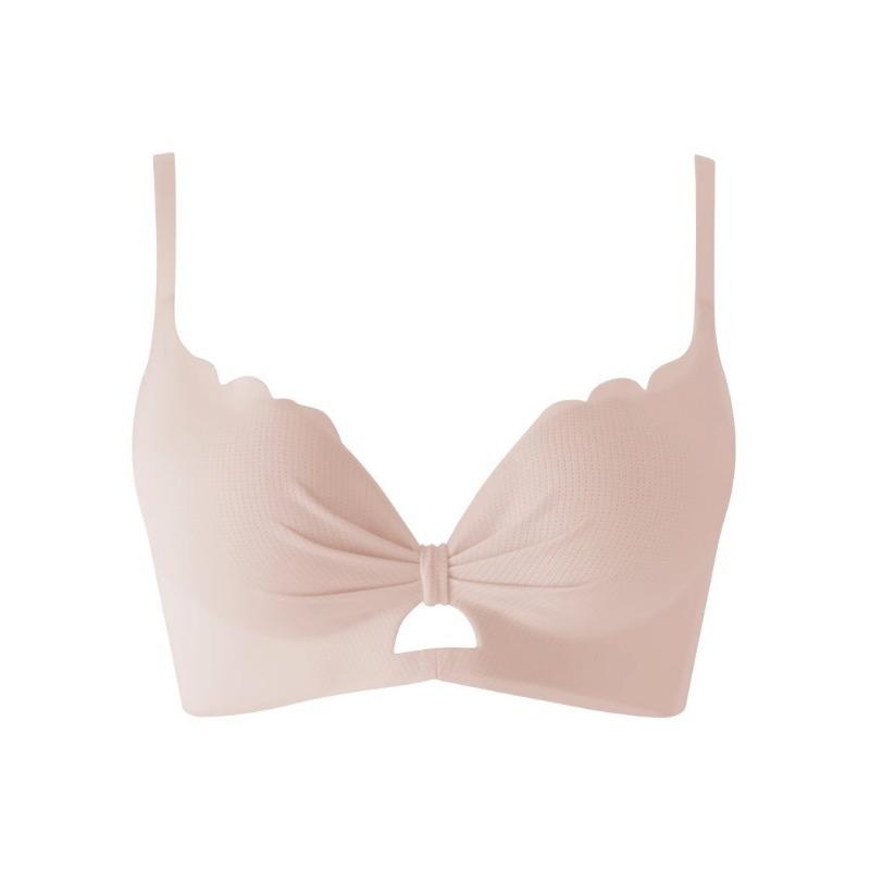 V-Neck Push-Up Bra With Bow Detail And Scalloped Lace