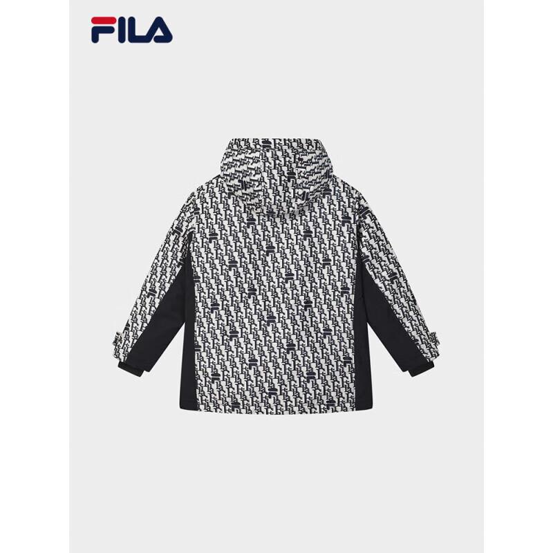 FILA Women's Colorblock Jacquard Hooded Mid-Length Down Jacket