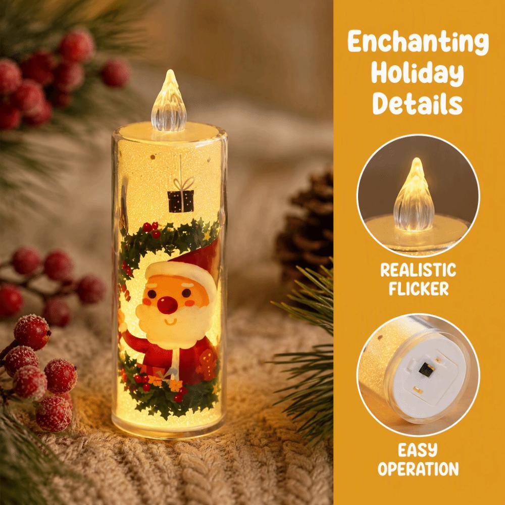 4pcs Battery Powered LED Candle Light Set Santa Claus Holiday Night Lights  Birthday Party