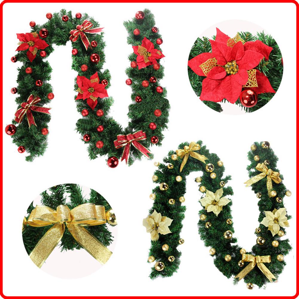 2.7M Christmas Artificial Green Garland Wreath Xmas Home Party DIY Christmas Decoration Pine Tree Rattan Hanging Decoration