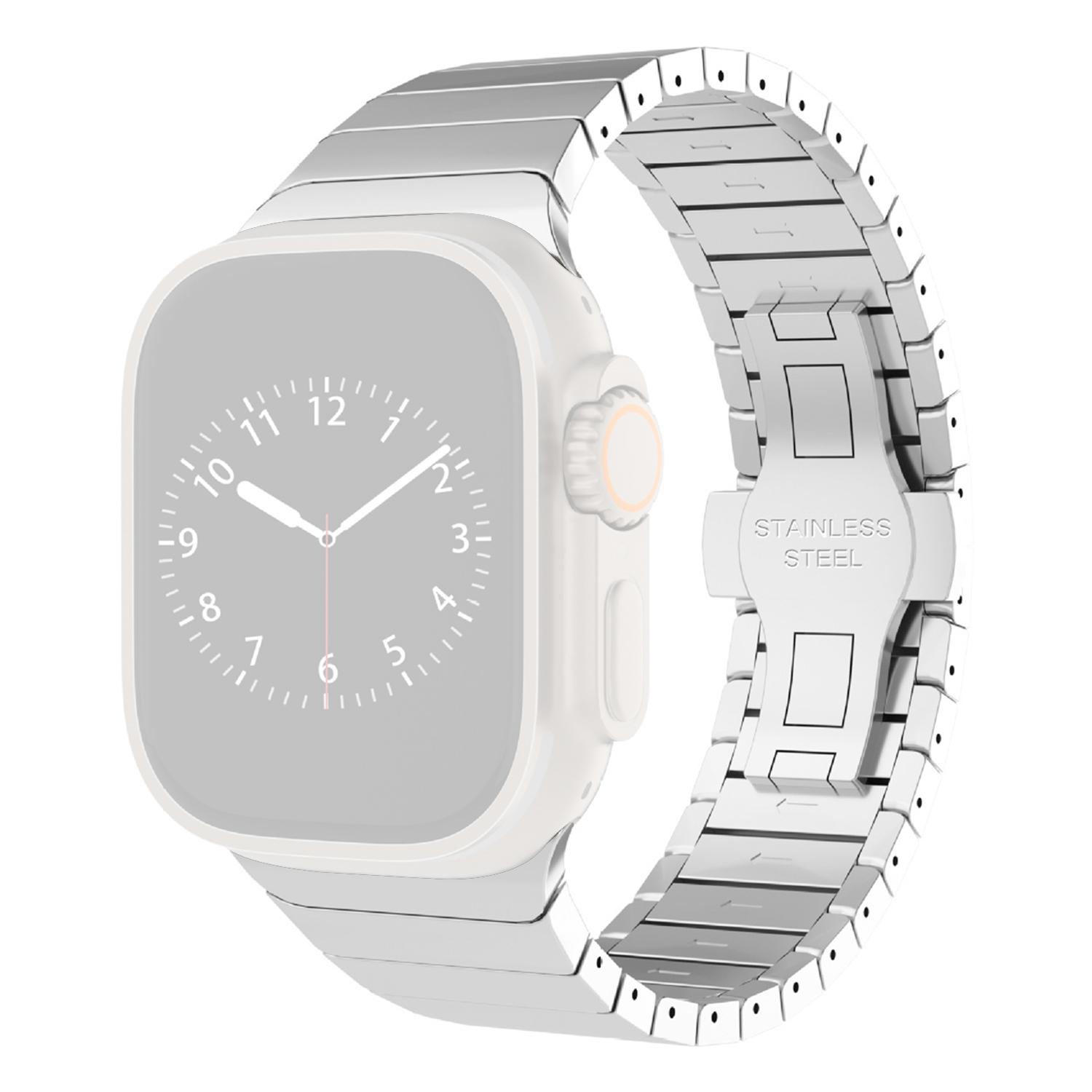 

KALEBOL Браслет з нержавіючої сталі для Apple Watch Series 10 9 8 7 SE 6 5 4 3 2 1 42мм 41мм 40мм 38мм Браслет з намистинками у вигляді бамбукових ланок Silver