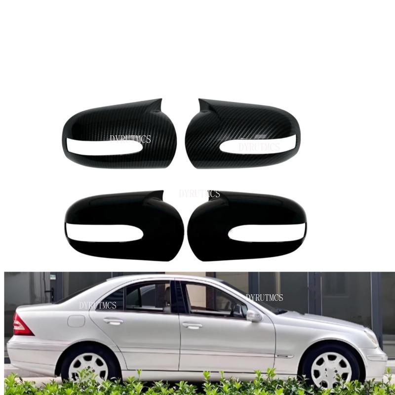 Car Rearview Side Mirror Cover Fit For Mercedes-Benz E,C-Class W211 W203 2001-2007 Wing Cap Rear View Case Trim Carbon Fiber
