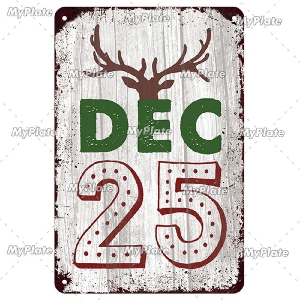 Vintage Christmas Metal Tin Sign Home Festive Wall Decor