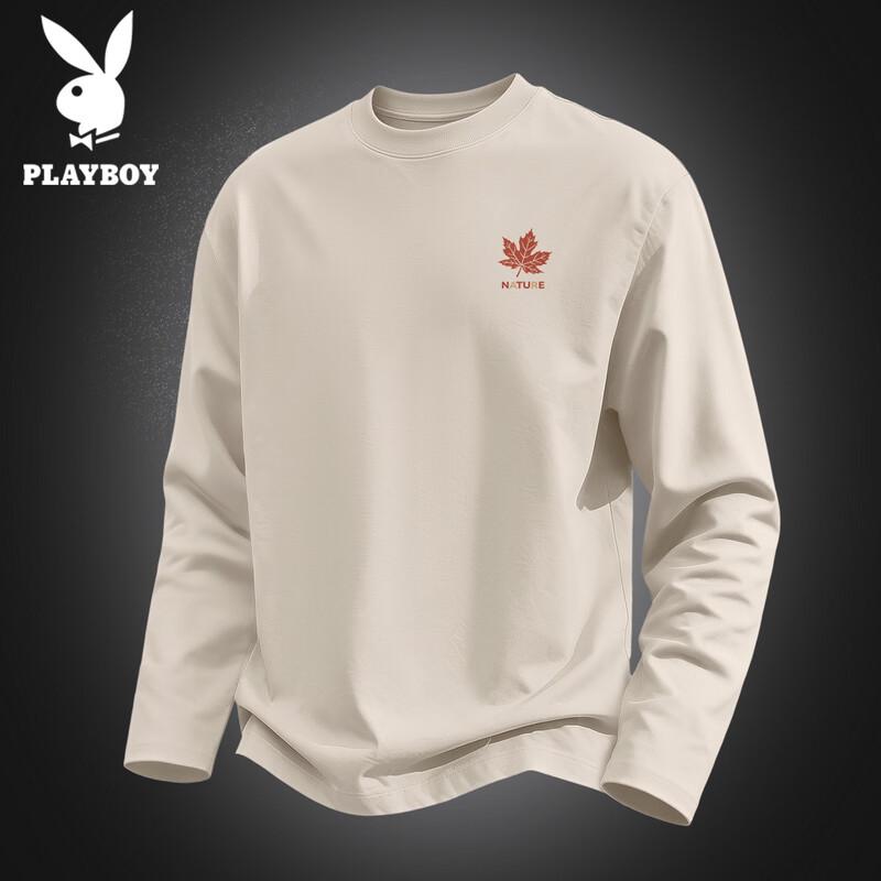 PLAYBOY Men's Long-Sleeve Cotton Casual T-Shirt