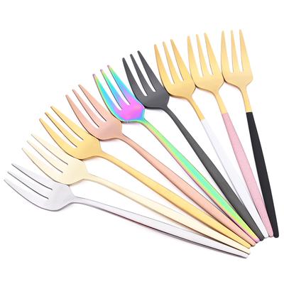 Conjunto de 6 Peças/Conjunto Garfo para Bolo de Chá Lanche Talheres Garfo Colorido Conjunto de Talheres Sobremesa Garfo de Frutas Talheres Talheres Ocidentais de Aço Inoxidável