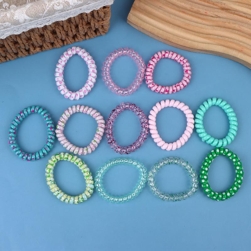 6Pcs Vibrant Playful Gradient Color Phone Line For Girls High Elasticity Headband Tied Bun Hair Loop Rubber Band Headband