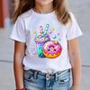 Girls' Casual Doughnut-pattern T-shirt for Summer, Fashionable Short-sleeved T-shirt for Children
