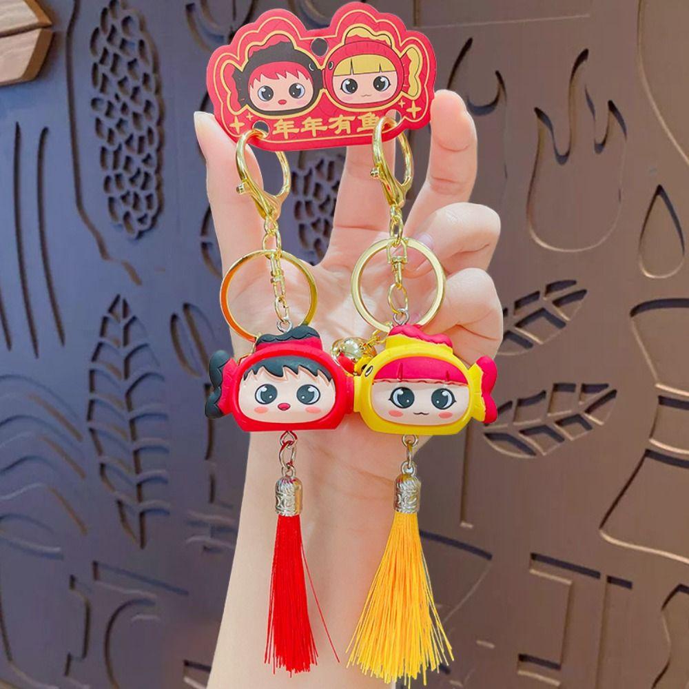 Chinese Style Magnetic Attraction Fish Keychain Blessing Cartoon Fish Pendant  Gifts