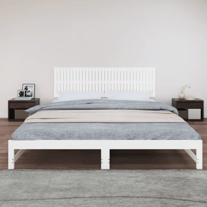824829 vidaXL Wall-mounted Headboard White 204x3x60 Cm Solid Pine Wood