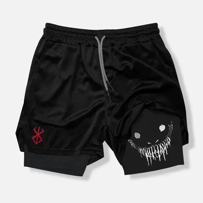 Berserk Smile Shorts Double-Layer Pants Boxing Muay Thai Kickboxing Training Japan Cartoon Animation 3D Print Gym Sport Workout Fitness Cosplay Unisex