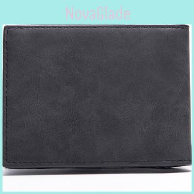 Mens Short Wallet Coin Purse Soft Pu Leather Money Clip Casual Style