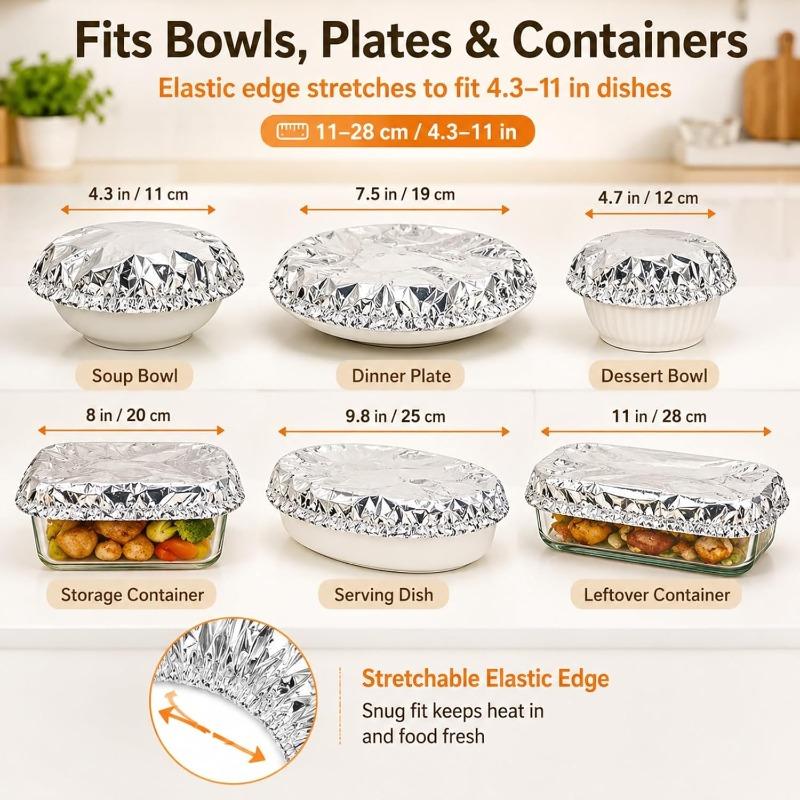 Aluminum Foil Film Food Cover Elastic Disposable Food Grade Covers Fresh-keep Lid Fruit Vegetable Insulation Storage Saran Wrap