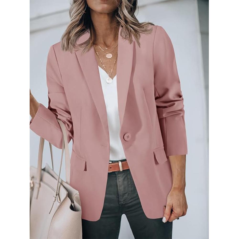 

Женские повседневные пиджаки с открытым передом и длинным рукавом для работы в офисе, пиджаки для пиджака 2XL розовый