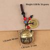 Lucky Cat Brass Keychain Maneki Neko Feng Shui Coins Car Keyring Lucky Tassel with Five Emperors Money Waist Keychain Gift