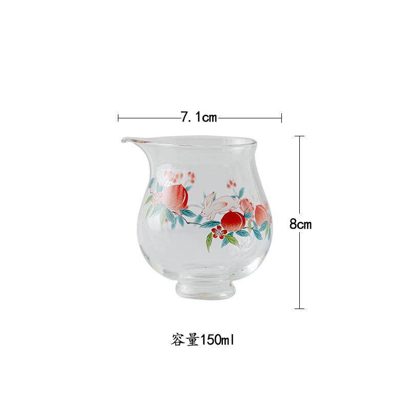 

230ml High Foot Glass Jade Rabbit Longevity Peach Tea Pitcher Pour Tea Cha Hai Dispenser Justice Cup Fair Mug Tea Items Supplies
