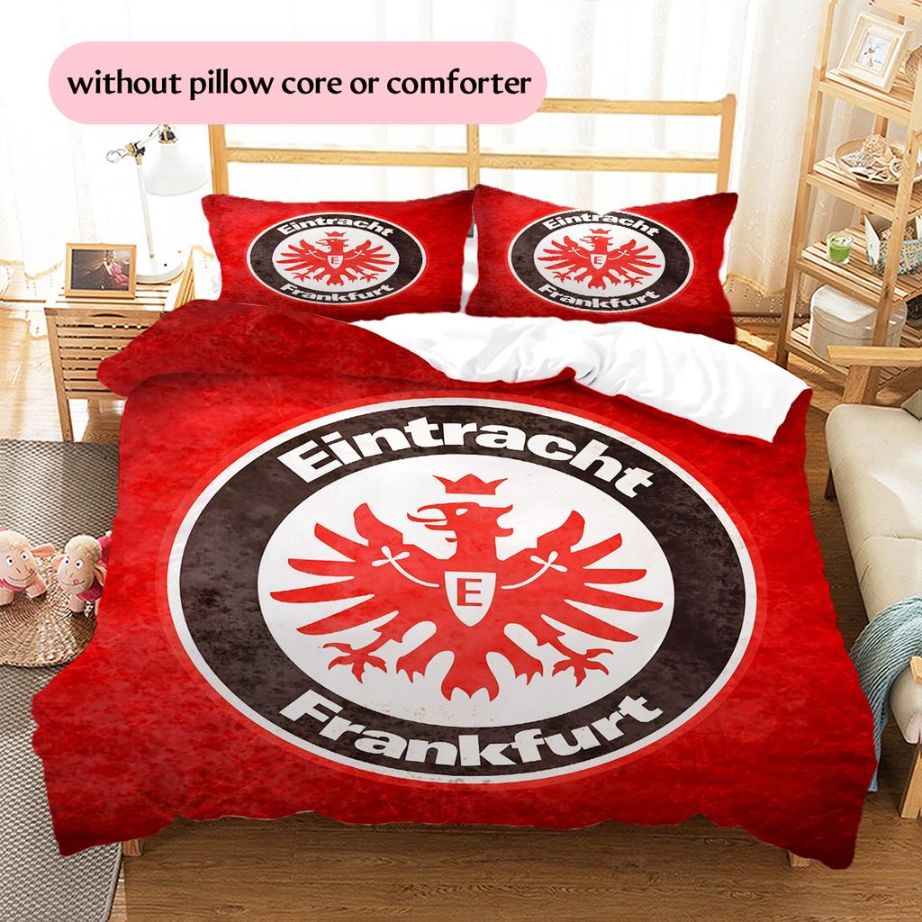 Eintracht Frankfurt Vzorované povlečení Sada přikrývek Dekorace do domácnosti Dárek (1 * povlak na peřinu + 2 * povlak na polštář bez jádra)