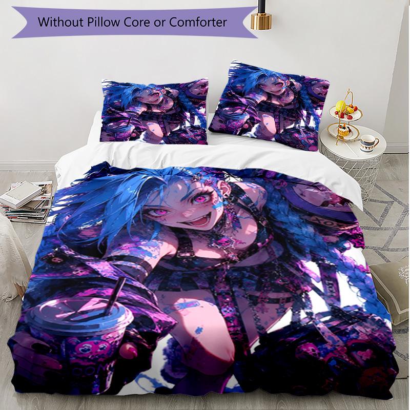 3pcs Duvet Cover Set (1*Duvet Cover + 2*Pillowcase, Without Core), Jinx Print Soft All‑Season Bedding Set, Home Bedroom Decor Gift