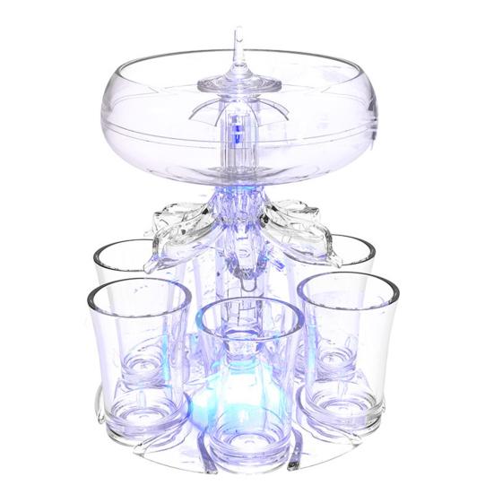 6-Shot Glass Dispenser with Light-Up Feature Elegant Wine Orderer Holder for Home Bar Party Halloween Supplies