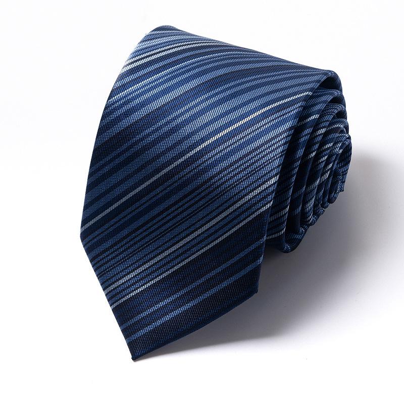 Men'S Tie Business Dress Tie Polyester Groom Wedding Festive Striped 8Cm Tie