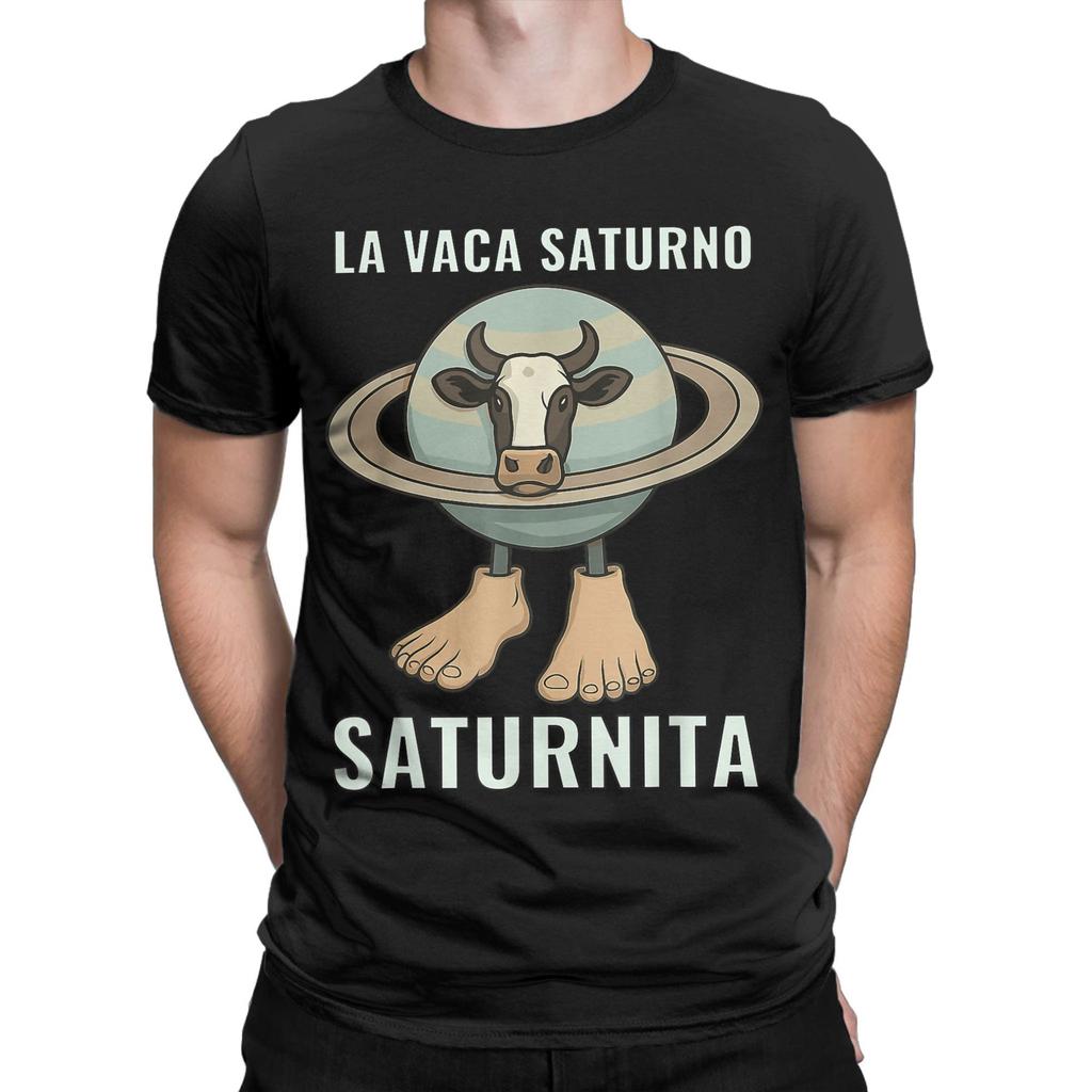 Oversized T-Shirt Summer Saturnita Cow Planet Meme Hipster T-Shirts  Cotton Tshirt for Men's Y2K Loose Short Sleeve Clothing