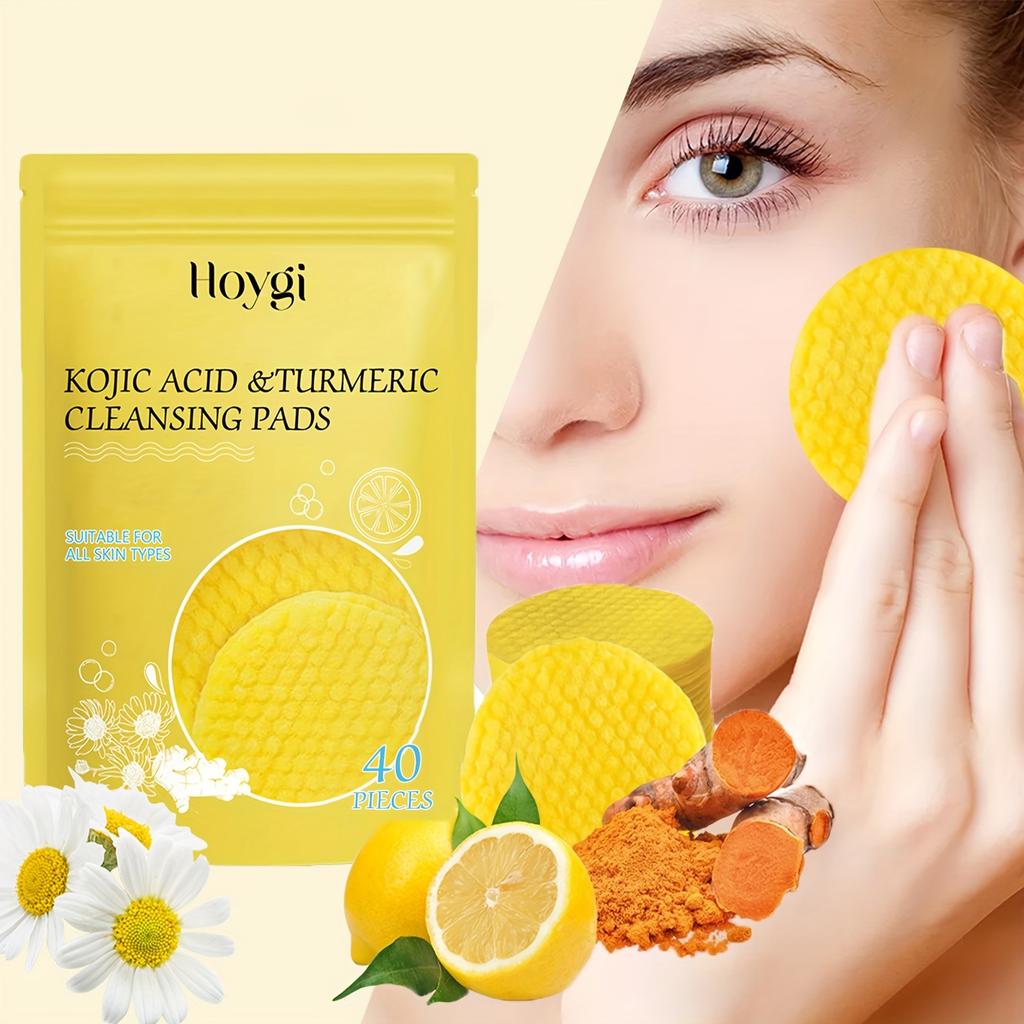 40pcs Set Turmeric Cleansing Pads Kojic Acid Turmeric Cleansing Pads Wet Compress Refreshing Deep Cleansing Daily Skin Care Essential