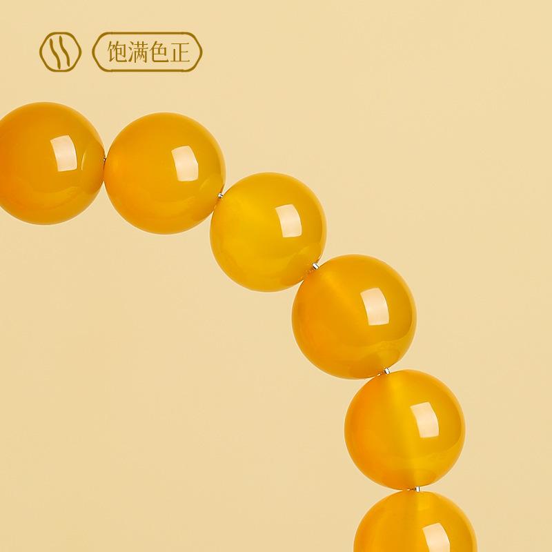 Natural Yellow Agate Bracelet for Men and Women, Chalcedony and Jade Loose Beads, Crystal Bracelet, Chicken Oil Yellow Jade Fortune Beads Gift