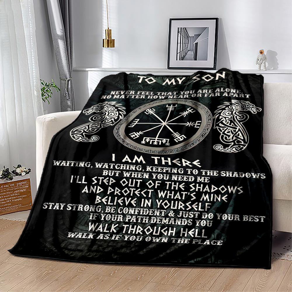 Viking Compass And Wolves Blankets Are Suitable for Living Rooms,making Them an Ideal Choice for Outdoor Travel and Gifts.