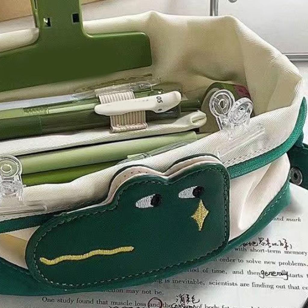 Large Pen Bag Cute Animal Style Stain Resistant Polyester  Large Pencil Case for School Offic