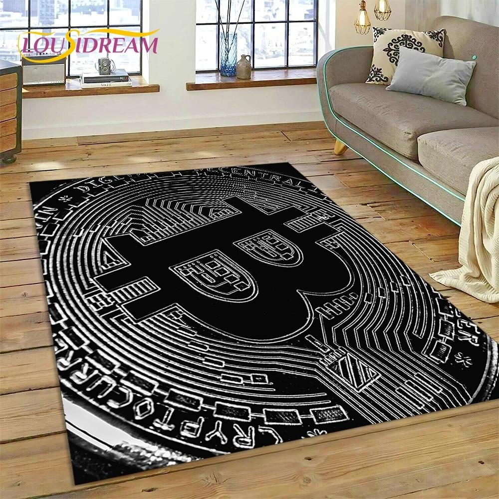 Bitcoin 3D Virtual Currency NFT Area Rug Carpet for Bedroom Living Room Home Sofa Decoration,Children Game Large Decor Floor Mat