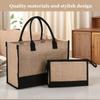 Women Jute Tote Bag Burlap Tote Bag Patchwork with Pouch Reusable Gift Tote Bag Commuting Bag for Wedding Birthday Holiday