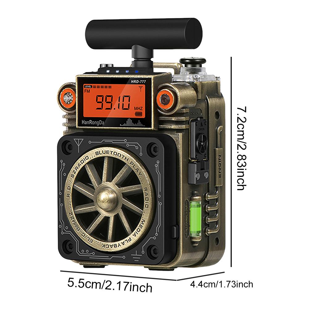 HRD-777 Full-Band Mini Radio with BT Speaker Portable AM FM Radio Creative Gyro Design Radio Emergency Radio for Indoor Outdoor