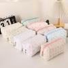 1Pcs Cotton Zipper Storage Bag Cute Floral Quilted Pencil Case Multiple Patterns For Teen Girls School Office Supplies