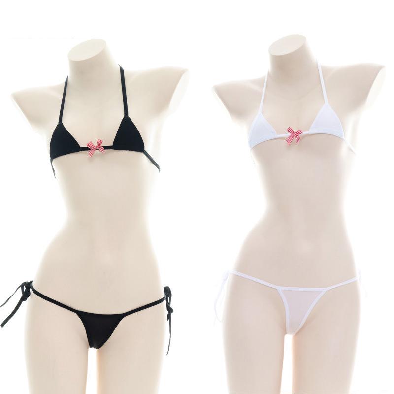 Ice Silk Bow Tie Bikini Lingerie - Low-Rise Japanese Style B0209