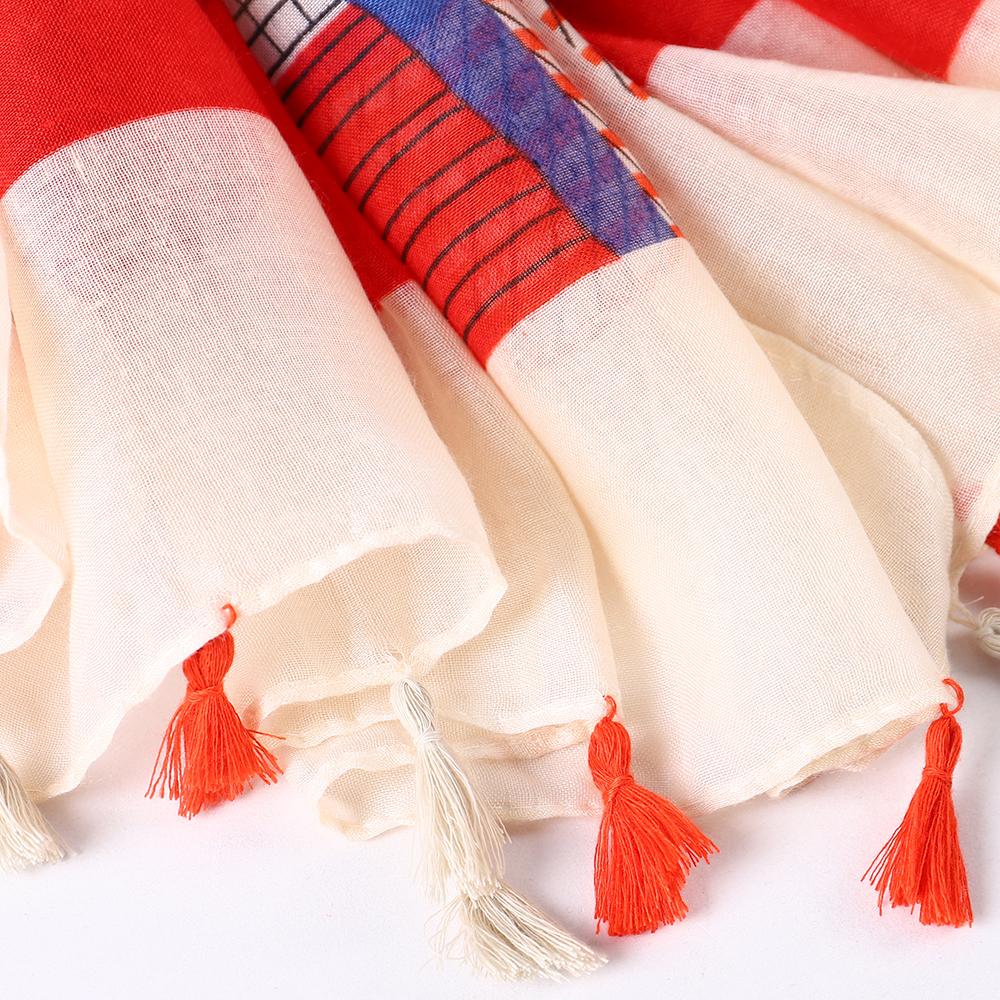2024New Ethnic Print Beach Travel Scarf Women Tassel Fringed Shawl Seaside Holiday Sunscreen Beach Scarves 180*90cm