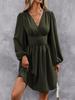 Asymmetrical Lantern Sleeve Ruffle Dress