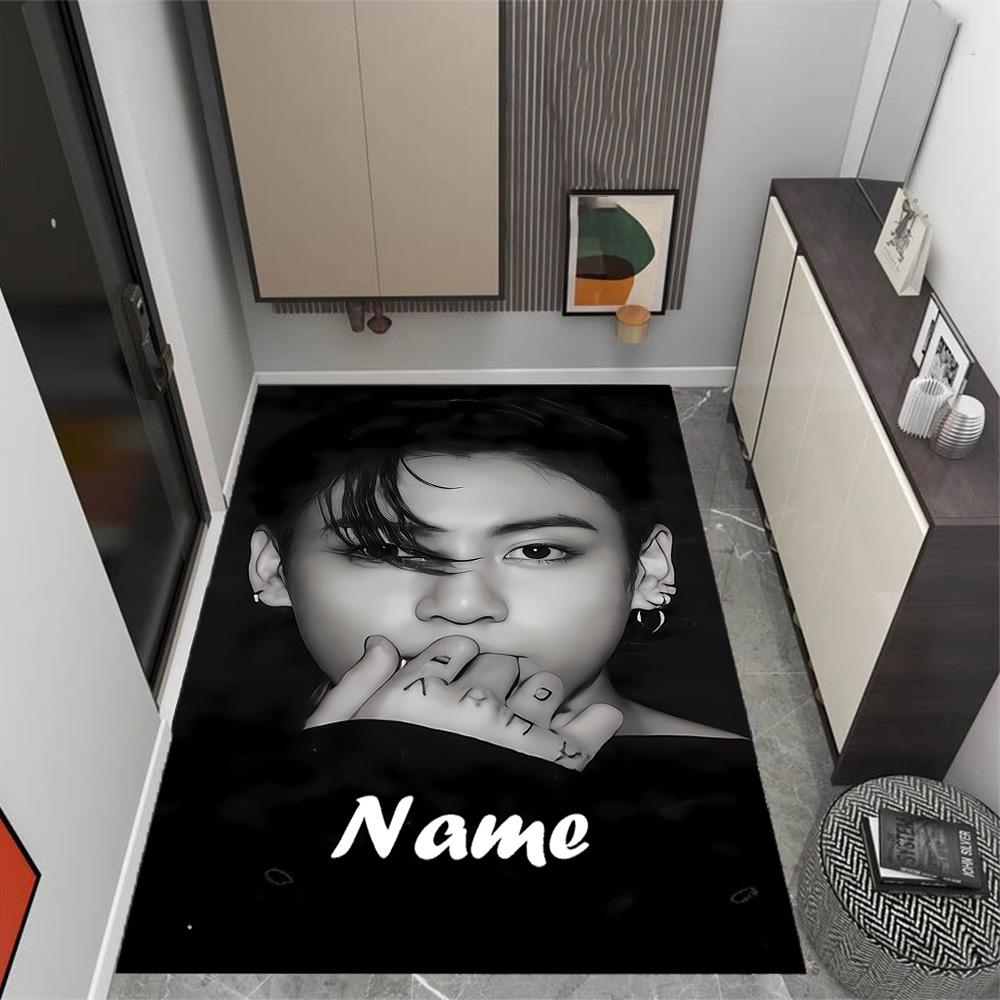 Bold Unique Style Customizable Name Carpet Design for Entryway Kitchen Foyer Decorate room Anti-slip Rug Anime Office Decor Best for Christmas